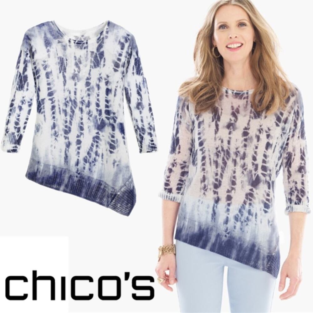 Chico’s Allison Tie Dye Asymmetrical Pullover Sweater-Size 2-US 12/Large-NWT